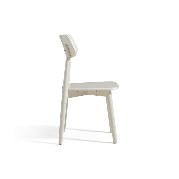 Roylee White Wooden Leg Dining Chair with Curved Backrest/No Cushion Dining Chair