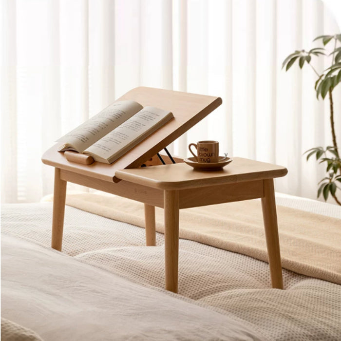 Salma 62cm FAS-Graded Solid American Oak Wood Height Adjustable Single Study Table/Bay Window Table For Home
