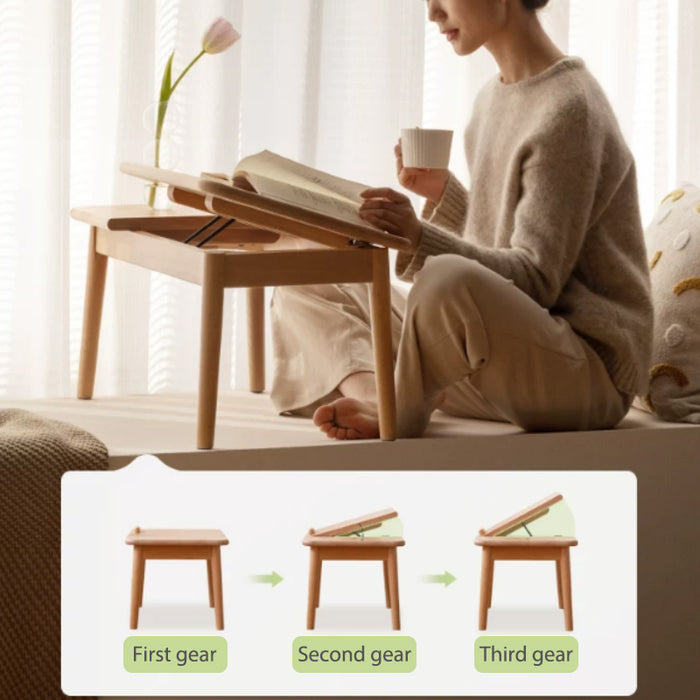 Salma 62cm FAS-Graded Solid American Oak Wood Height Adjustable Single Study Table/Bay Window Table For Home