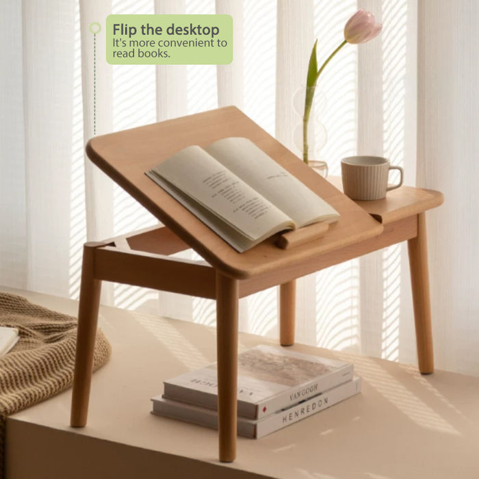 Salma 62cm FAS-Graded Solid American Oak Wood Height Adjustable Single Study Table/Bay Window Table For Home