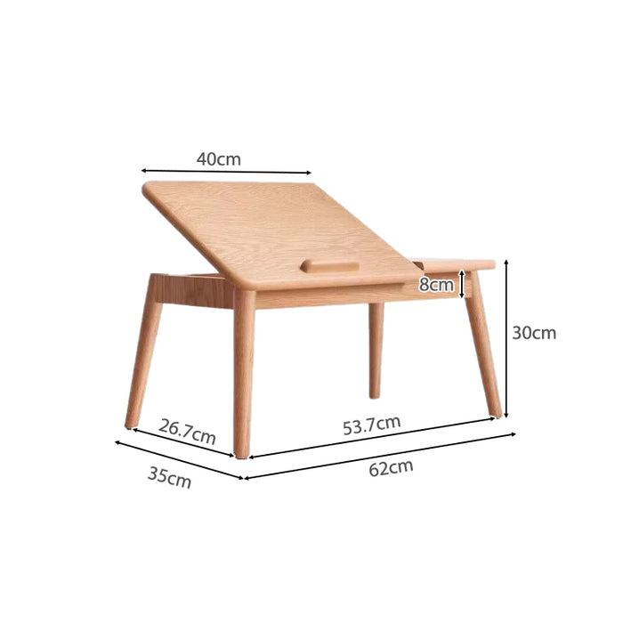 Salma 62cm FAS-Graded Solid American Oak Wood Height Adjustable Single Study Table/Bay Window Table For Home