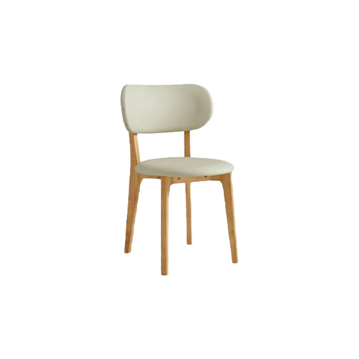 Selby Natural Wood Solid Frame Dining Chair with PU Leather Seat Cushion