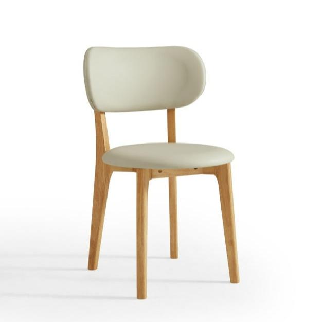 Selby Natural Wood Solid Frame Dining Chair with PU Leather Seat Cushion