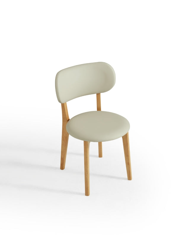Selby Natural Wood Solid Frame Dining Chair with PU Leather Seat Cushion