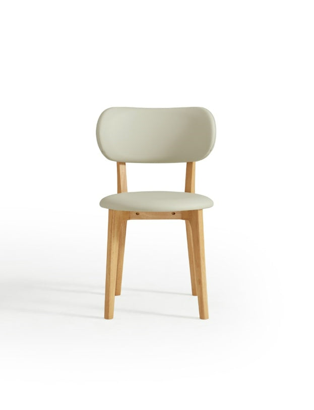 Selby Natural Wood Solid Frame Dining Chair with PU Leather Seat Cushion