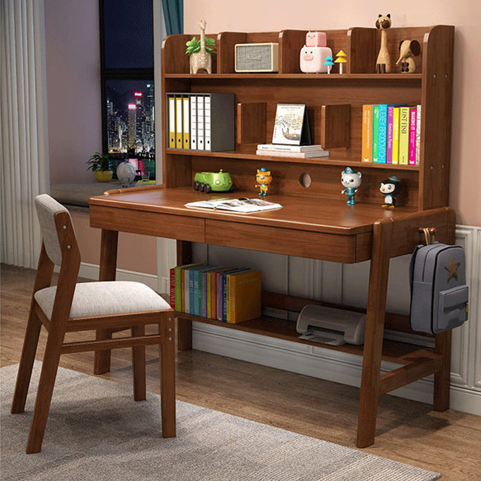 Selee Height-Adjustable Solid Timber Study Chair/ Dining Chair /Rubberwood/Cotton and Linen/Walnut