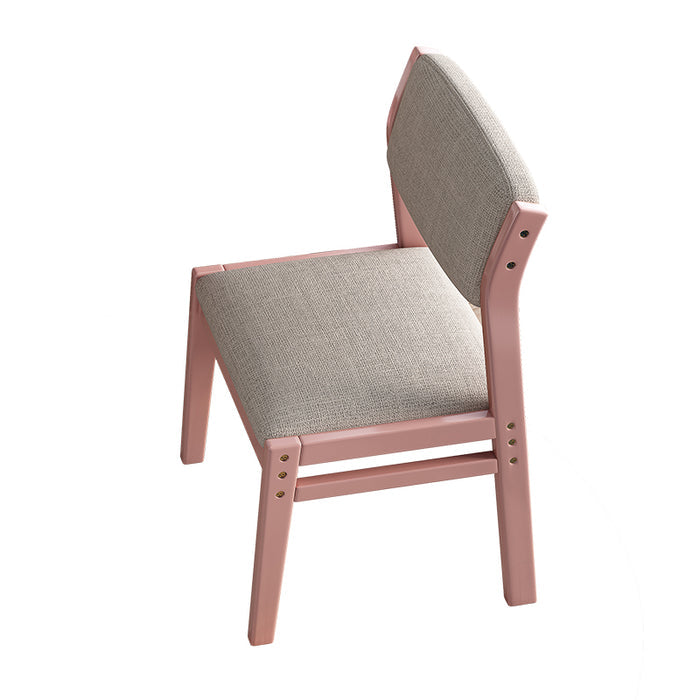 Selee Height-Adjustable Solid Timber Study Chair/ Dining Chair /Rubberwood/Cotton and Linen/Pink