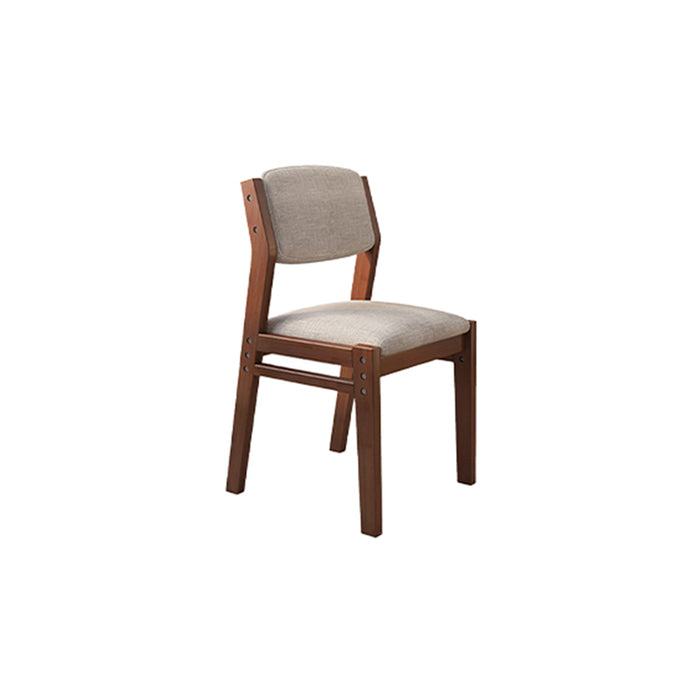 Selee Height-Adjustable Solid Timber Study Chair/ Dining Chair /Rubberwood/Cotton and Linen/Walnut