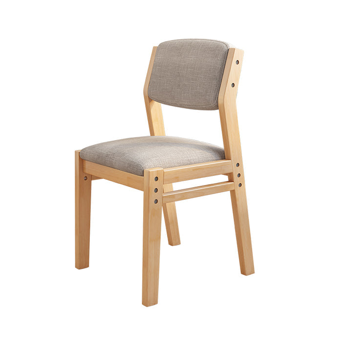 Selee Height-Adjustable Solid Timber Study Chair/ Dining Chair /Rubberwood/Cotton and Linen/Natural