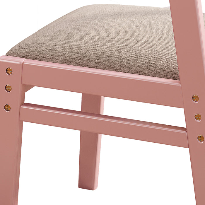 Selee Height-Adjustable Solid Timber Study Chair/ Dining Chair /Rubberwood/Cotton and Linen/Pink