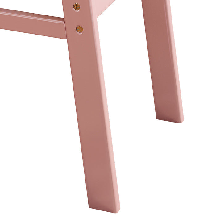 Selee Height-Adjustable Solid Timber Study Chair/ Dining Chair /Rubberwood/Cotton and Linen/Pink