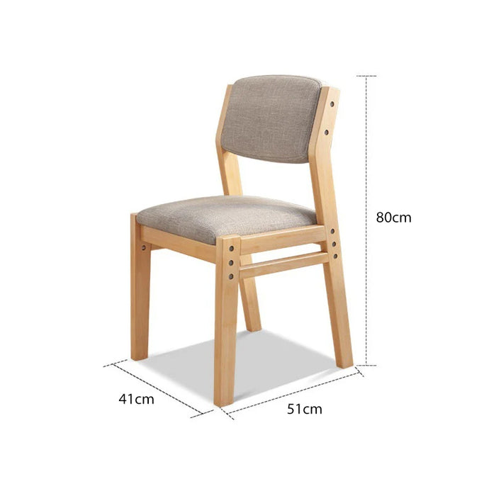 Selee Height-Adjustable Solid Timber Study Chair/ Dining Chair /Rubberwood/Cotton and Linen/Natural