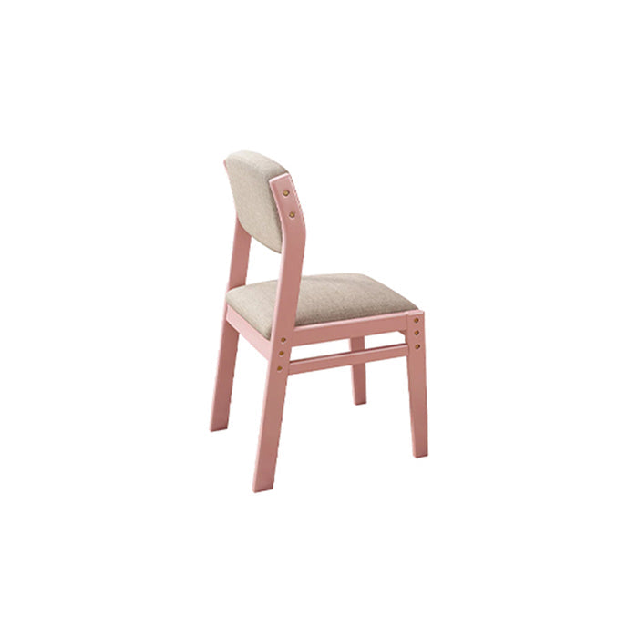 Selee Height-Adjustable Solid Timber Study Chair/ Dining Chair /Rubberwood/Cotton and Linen/Pink