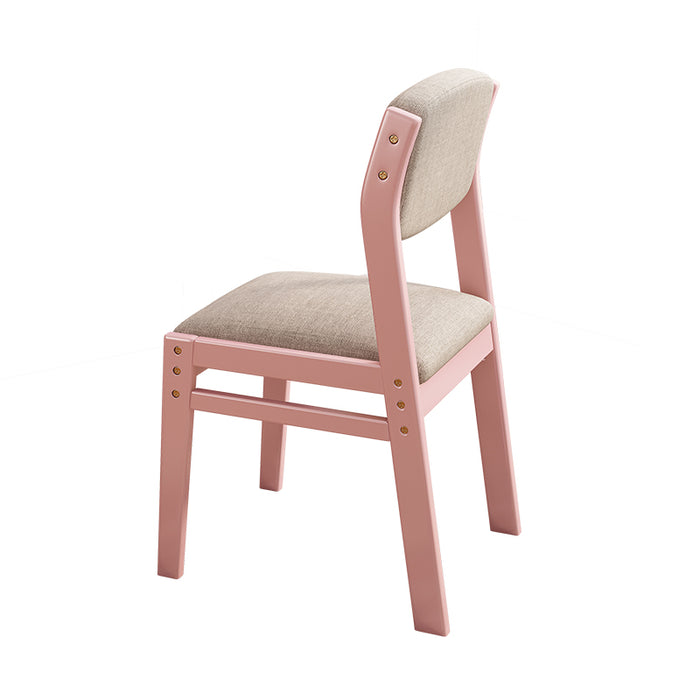 Selee Height-Adjustable Solid Timber Study Chair/ Dining Chair /Rubberwood/Cotton and Linen/Pink