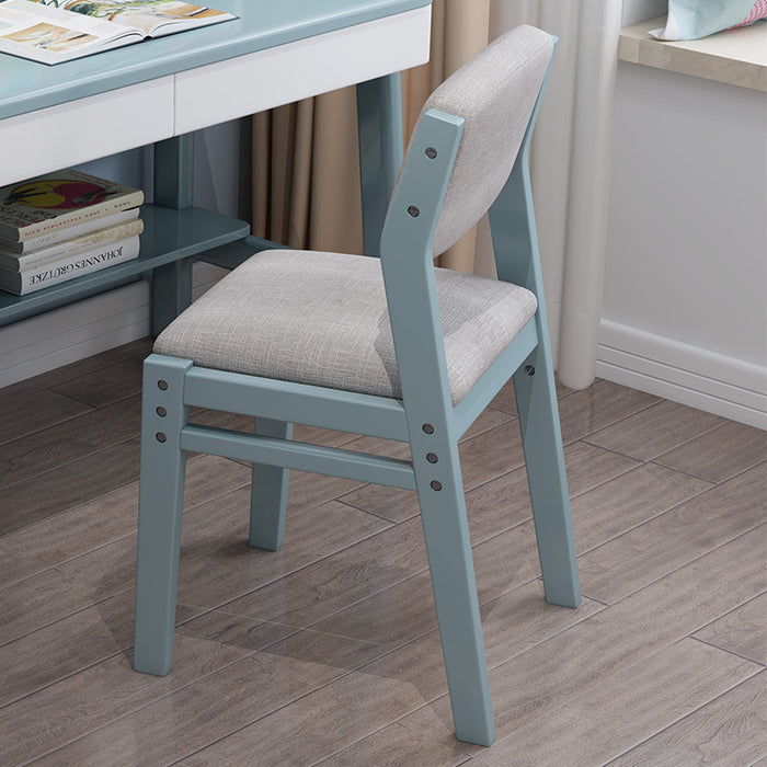 Selee Height-Adjustable Solid Timber Study Chair/ Dining Chair/Rubberwood/Cotton and Linen/Blue