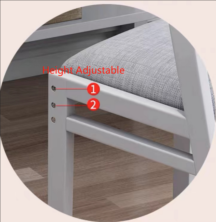 Selee Height-Adjustable Solid Timber Study Chair/ Dining Chair/Rubberwood/Cotton and Linen/Blue