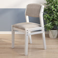 Selee Height-Adjustable Solid Timber Study Chair/Dining Chair/Rubberwood/Cotton and Linen/White