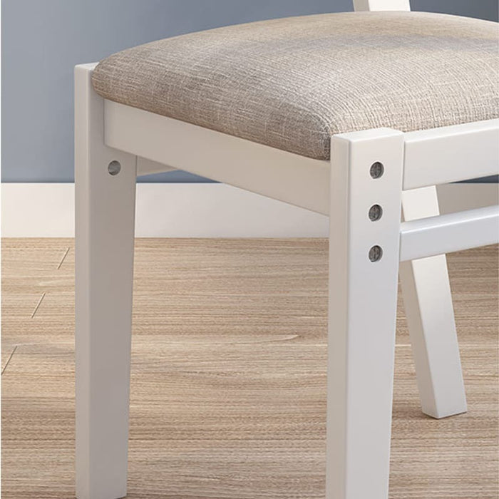 Selee Height-Adjustable Solid Timber Study Chair/Dining Chair/Rubberwood/Cotton and Linen/White