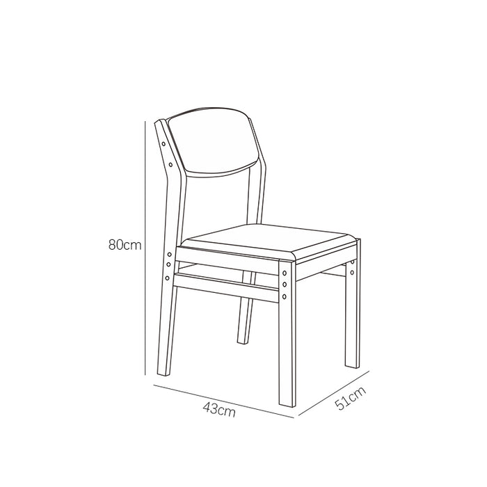Selee Height-Adjustable Solid Timber Study Chair/Dining Chair/Rubberwood/Cotton and Linen/White