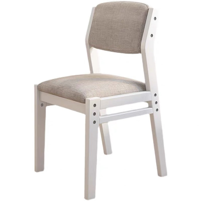 Selee Height-Adjustable Solid Timber Study Chair/Dining Chair/Rubberwood/Cotton and Linen/White