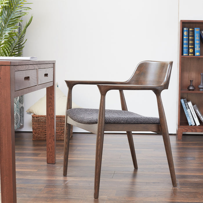Sharon FAS-Graded Solid Ash Wood Curved Back Dining Chair with Upholstered Seat Cushion
