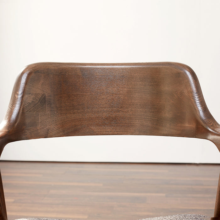 Sharon FAS-Graded Solid Ash Wood Curved Back Dining Chair with Upholstered Seat Cushion