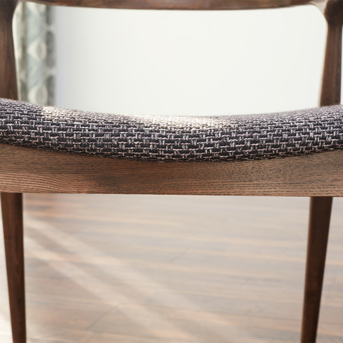 Sharon FAS-Graded Solid Ash Wood Curved Back Dining Chair with Upholstered Seat Cushion