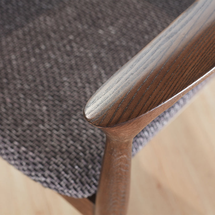 Sharon FAS-Graded Solid Ash Wood Curved Back Dining Chair with Upholstered Seat Cushion