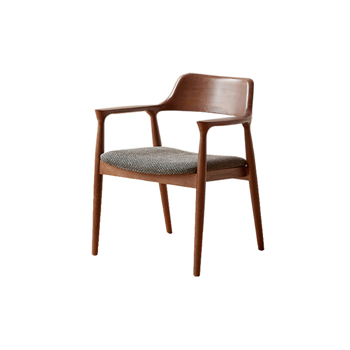Sharon FAS-Graded Solid Ash Wood Curved Back Dining Chair with Upholstered Seat Cushion