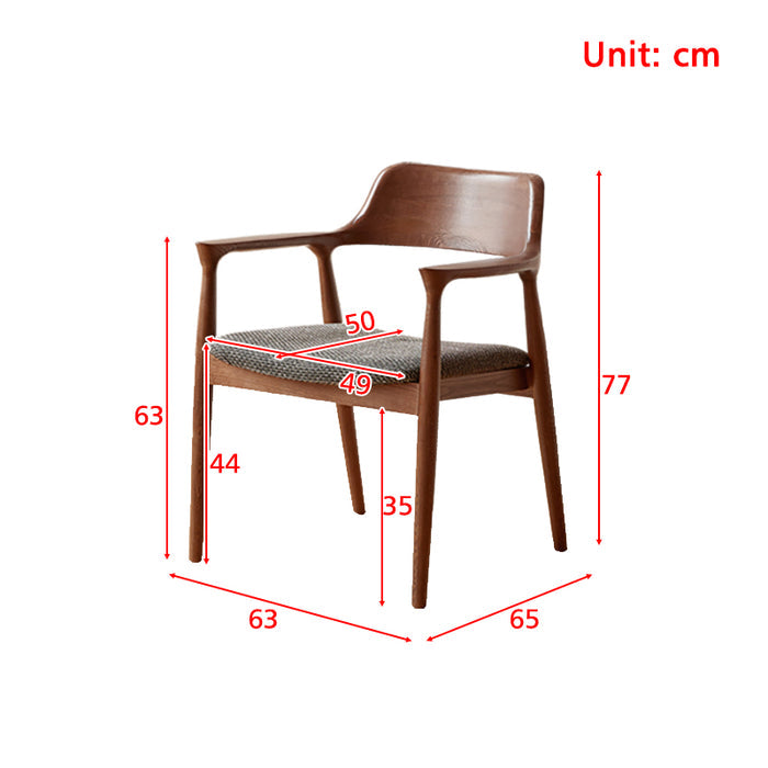 Sharon FAS-Graded Solid Ash Wood Curved Back Dining Chair with Upholstered Seat Cushion