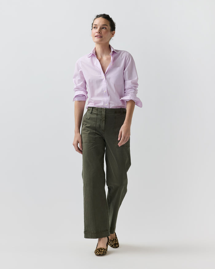 Sidney Shirt in Pink/White Hairline Stripe Poplin
