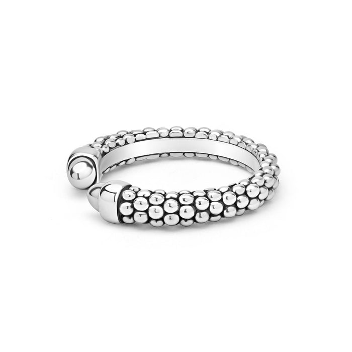 Signature Caviar Silver Caviar Beaded Mini Versa Stacking Ring