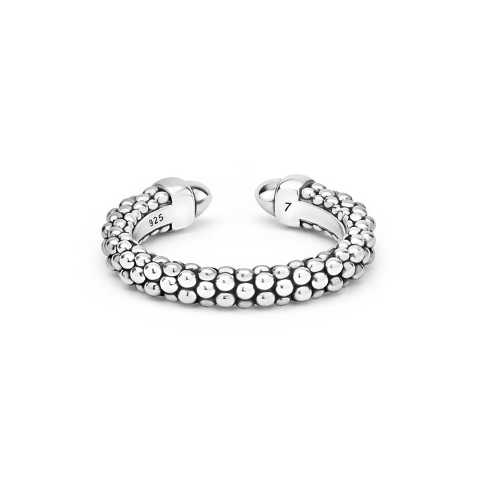 Signature Caviar Silver Caviar Beaded Mini Versa Stacking Ring