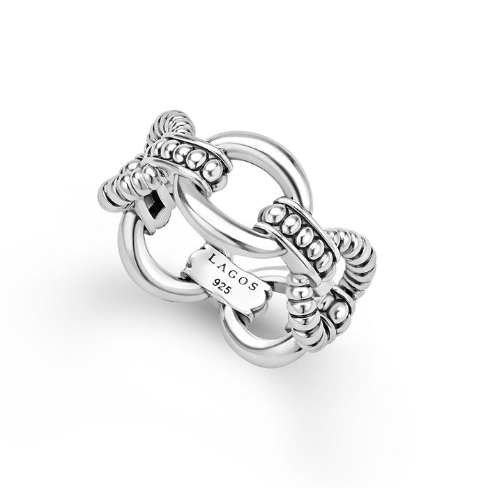 Signature Caviar Sterling Silver Caviar Link Ring