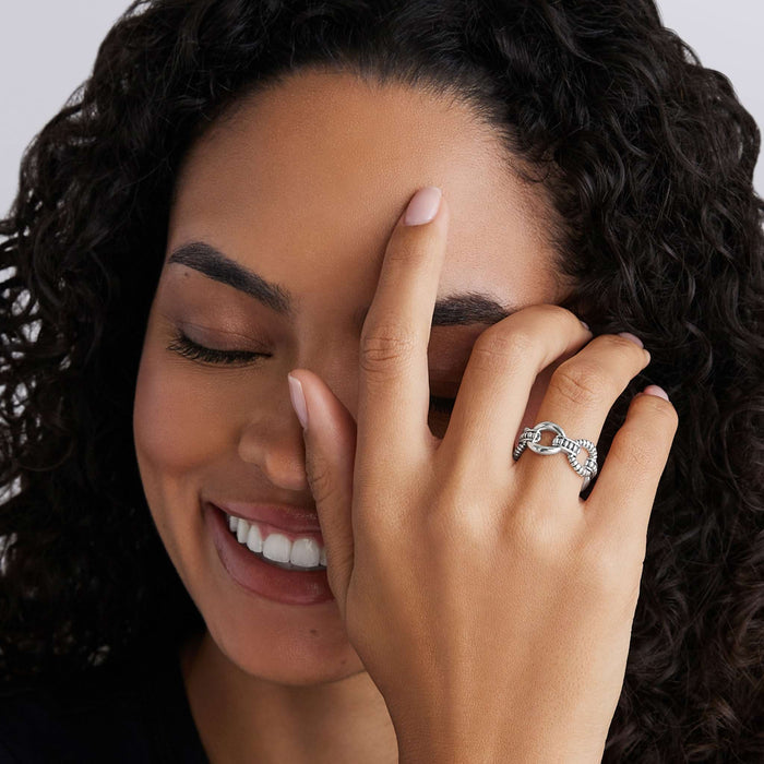 Signature Caviar Sterling Silver Caviar Link Ring