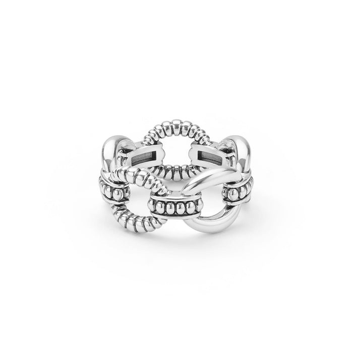 Signature Caviar Sterling Silver Caviar Link Ring