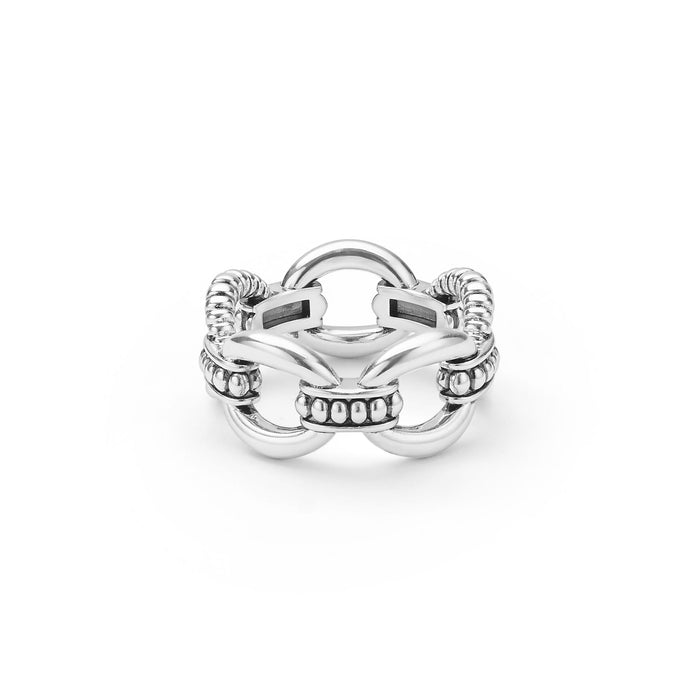Signature Caviar Sterling Silver Caviar Link Ring