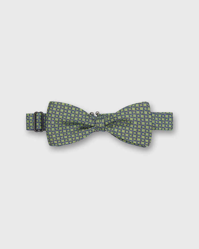 Silk Bow Tie in Sage Circle Links
