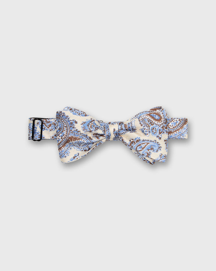 Silk Bow Tie in White Alfred Paisley