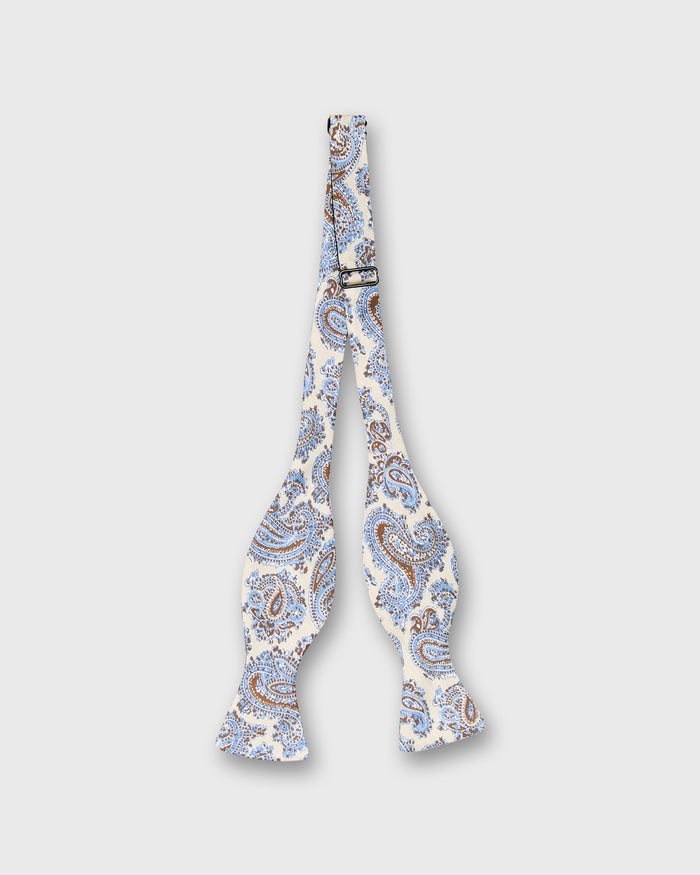 Silk Bow Tie in White Alfred Paisley