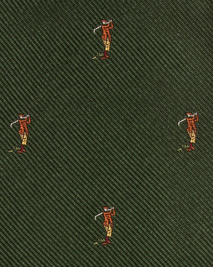 Silk Club Tie in Forest/Brown Golfer