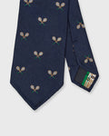 Silk Club Tie in Navy/Bone Racket