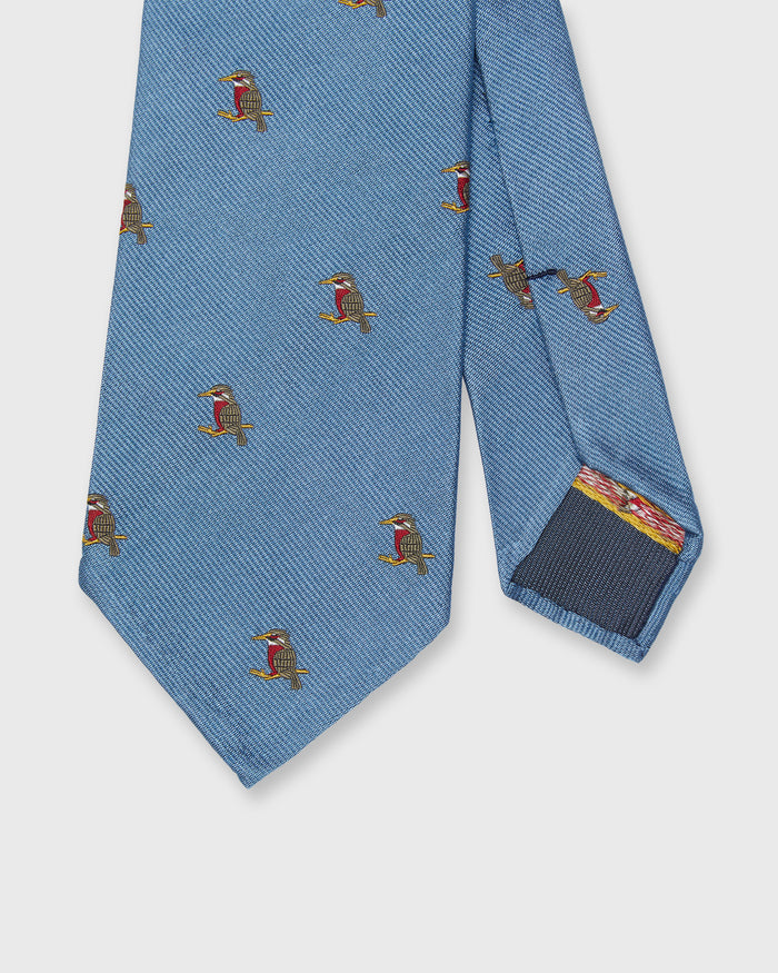 Silk Club Tie in Sky/Smoke/Red Kingfisher