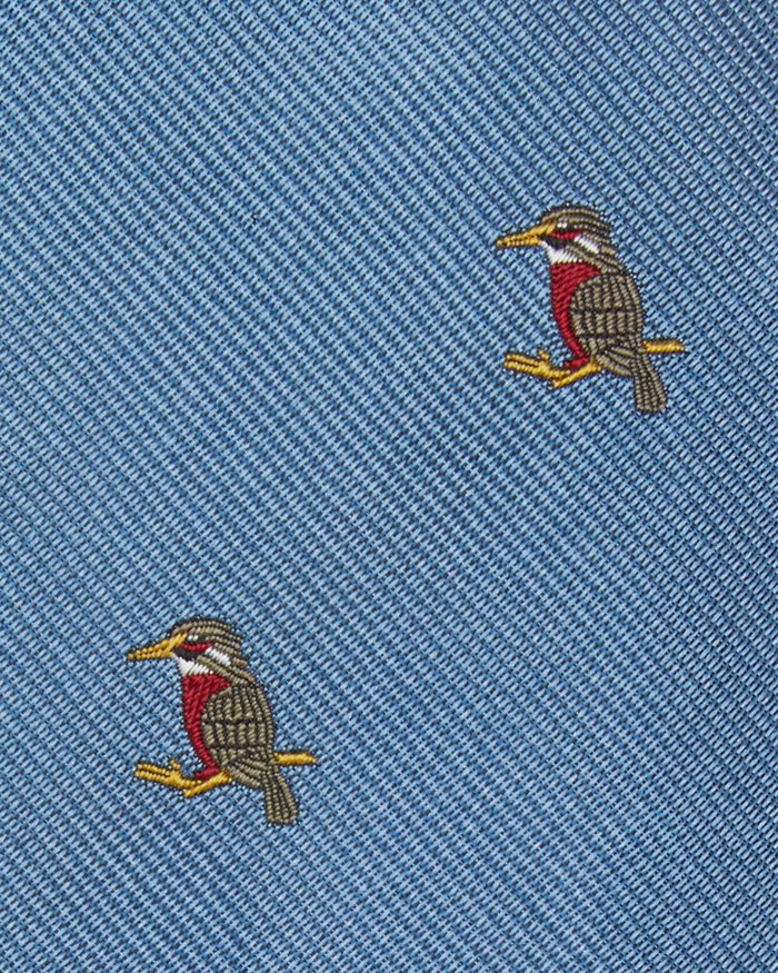 Silk Club Tie in Sky/Smoke/Red Kingfisher