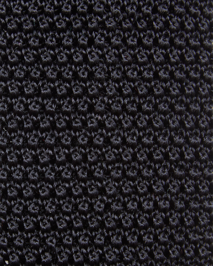 Silk Knit Tie in Black