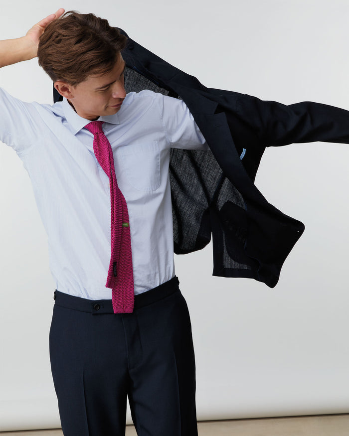 Silk Knit Tie in Fuchsia