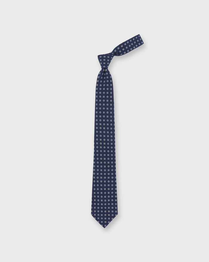 Silk Print Tie in Blue/Fog Foulard