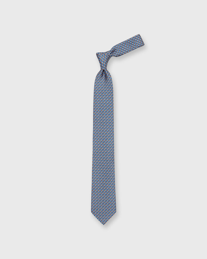 Silk Print Tie in Blue/Orange Fox