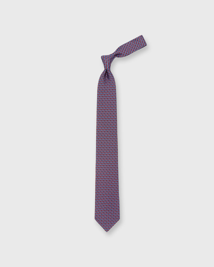 Silk Print Tie in Dark Blue Gancini Links