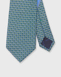 Silk Print Tie in Green Gancini Links